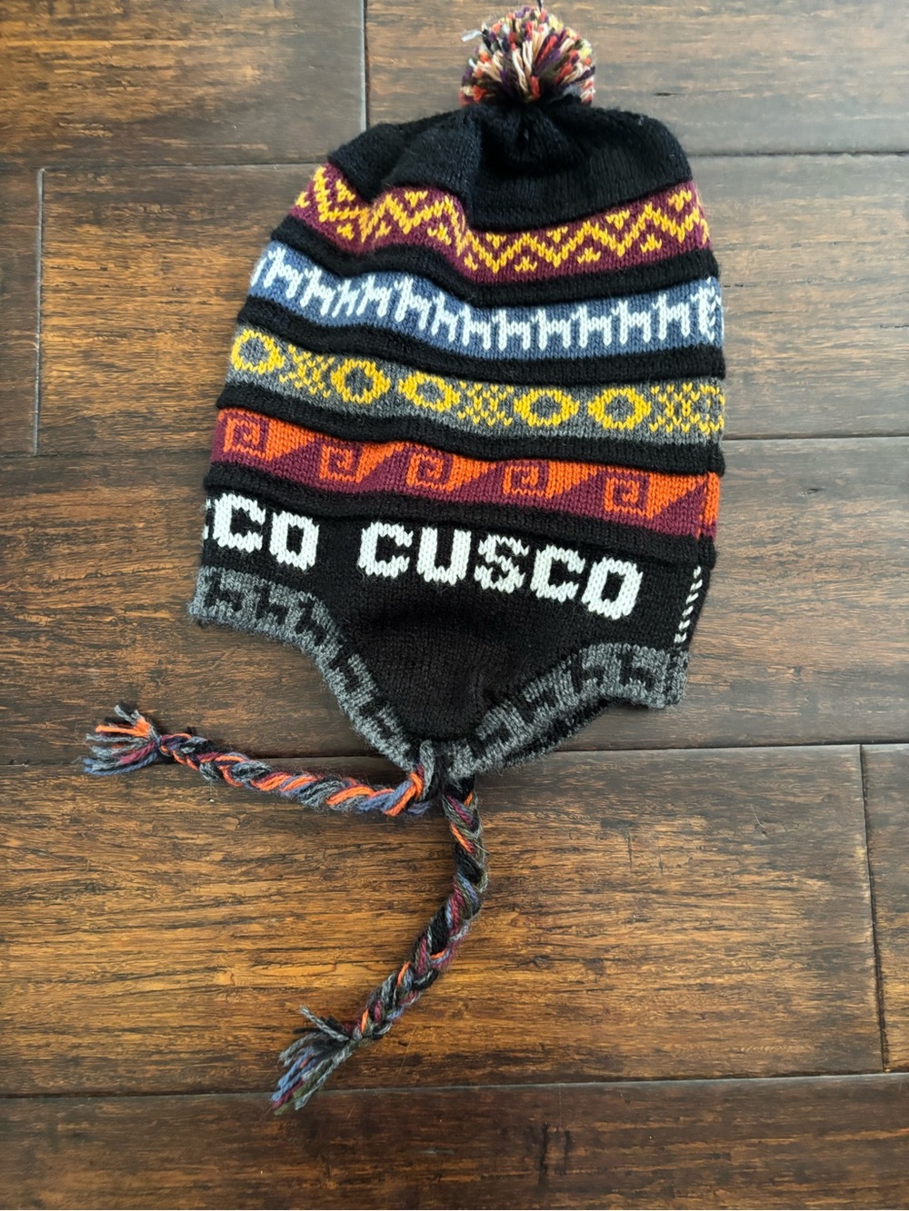 Cusco Winter Hat Pom Top Braided Tassels